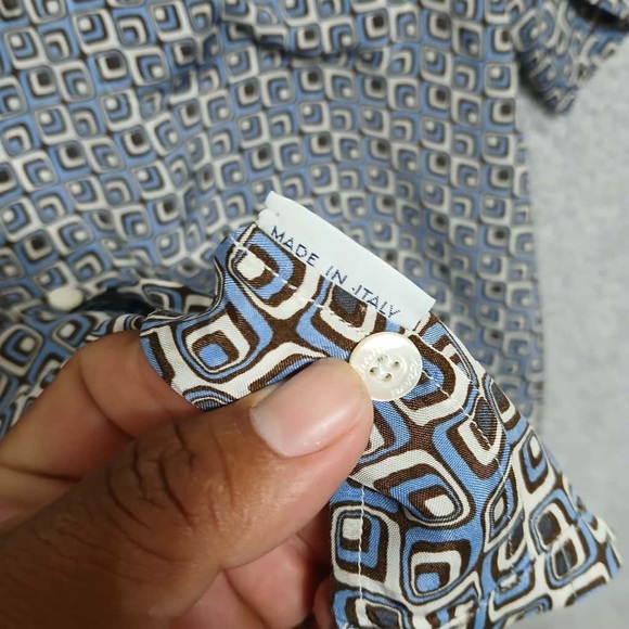 Brioni for Neiman Marcus Button Up Shirt Size L Made in Italy Geometric Print - Picture 9 of 12
